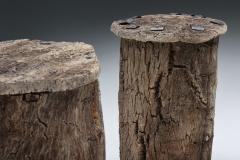 Wabi Sabi Pair of Bee Hive Stools 19th Century - 2670423