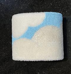 Wade Patton Blue and White Cloud beaded cuff - 4423303