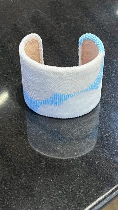Wade Patton Blue and White Cloud beaded cuff - 4423305