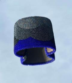 Wade Patton Gun Metal and Blue Beaded Cuff - 4423256