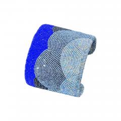 Wade Patton Gun Metal and Blue Beaded Cuff - 4426540
