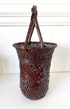 Waichisai II Wada Large Japanese Bamboo Ikebana Basket by Wada Waichisai II with Signed Box - 4813007