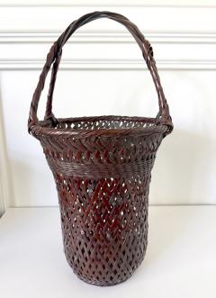 Waichisai II Wada Large Japanese Bamboo Ikebana Basket by Wada Waichisai II with Signed Box - 4813008