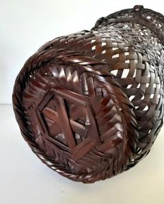 Waichisai II Wada Large Japanese Bamboo Ikebana Basket by Wada Waichisai II with Signed Box - 4813013