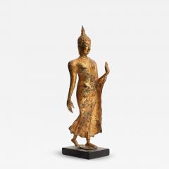 Walking Buddha Gilt Bronze Sculpture Siam Thailand 19th Century - 4788339