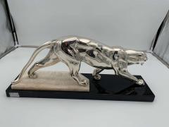 Walking Panther Sculpture Silver plate Marble France circa 1930 - 2354912