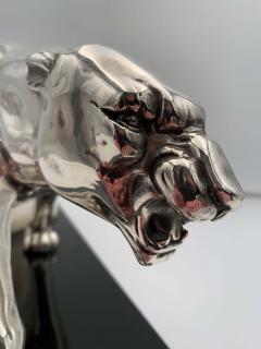 Walking Panther Sculpture Silver plate Marble France circa 1930 - 2354914