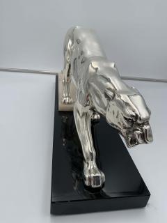 Walking Panther Sculpture Silver plate Marble France circa 1930 - 2354917