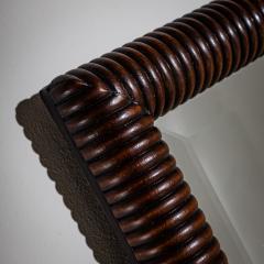 Wall Mirror in Ribbed Walnut Frame Italy - 4441398