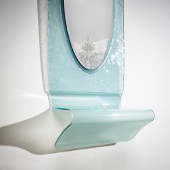 Wall Mirror with Console in Blue Glass Italy Mid 20th Century - 4710498