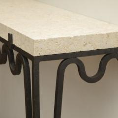 Wall Mounted Console Hammered Undulating Metal with Coral Stone Top - 4107460
