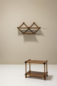 Wall Shelf with Accompanying Side Table in Walnut Italy 1960s - 3729672