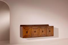 Wall mounted oak wood sideboard with four doors Italy 1950s - 4228377