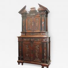 Walnut Cabinet with Original Gilding Paint Ebony Marble and Bronze - 272149