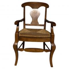 Walnut Country French Armchair w Rush bottom seat - 4523754