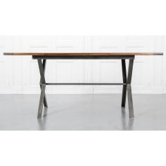 Walnut Iron X Base Dining Table In Stock - 1742914