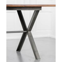 Walnut Iron X Base Dining Table In Stock - 1742916