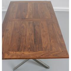 Walnut Iron X Base Dining Table In Stock - 1742918