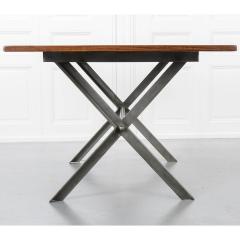 Walnut Iron X Base Dining Table In Stock - 1742940
