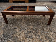 Walnut Pencil Reed Beveled Glass Top Coffee Table - 4453210