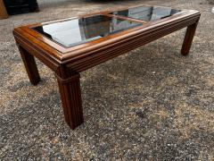 Walnut Pencil Reed Beveled Glass Top Coffee Table - 4453236