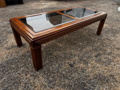 Walnut Pencil Reed Beveled Glass Top Coffee Table - 4453238