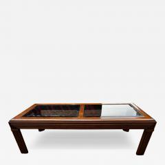 Walnut Pencil Reed Beveled Glass Top Coffee Table - 4454649