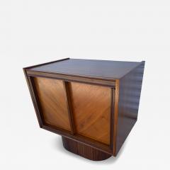 Walnut Plinth Base Double Door Nightstand End Table - 4379363