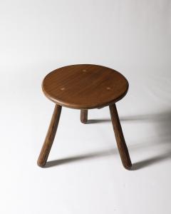Walnut Round Side Table France c 1950 - 4210213