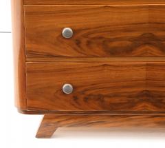 Walnut Veneer 4 Drawer Chest Nickel Pulls France 1940 s - 4662858