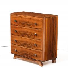Walnut Veneer 4 Drawer Chest Nickel Pulls France 1940 s - 4662861