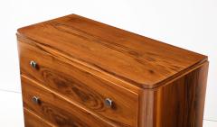 Walnut Veneer 4 Drawer Chest Nickel Pulls France 1940 s - 4662864