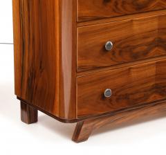 Walnut Veneer 4 Drawer Chest Nickel Pulls France 1940 s - 4662868