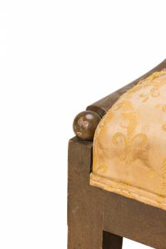 Walnut and Fleur De Lis Print Beige Upholstery Spoon Back Side Chairs - 2787574