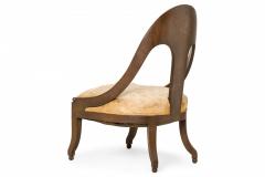 Walnut and Fleur De Lis Print Beige Upholstery Spoon Back Side Chairs - 2787576