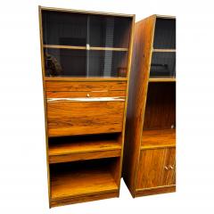 Walnut and Glass Drop Front Lighted Bar and Bookcase - 4481629