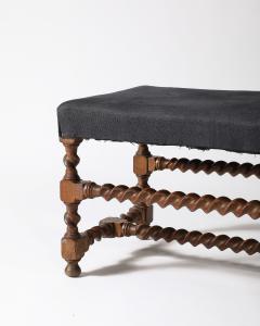 Walnut and Linen Barley Twist Bench - 4209793