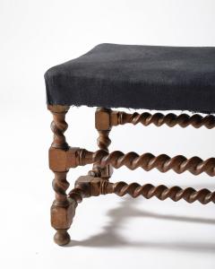 Walnut and Linen Barley Twist Bench - 4209795