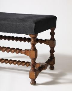 Walnut and Linen Barley Twist Bench - 4209798