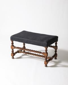 Walnut and Linen Barley Twist Bench - 4209800