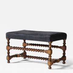 Walnut and Linen Barley Twist Bench - 4210094