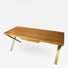 Walnut and OakLaminate Desk with Custom Metal Legs - 1919658