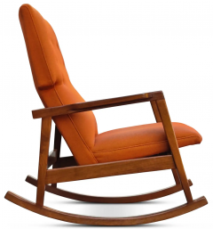 Walnut and Persimmon Ducale Wool Fabric Rocking Chair by Design within Reach MCM - 2851696