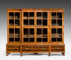 Walnut and oyster veneered breakfront 4 door bookcase - 825297