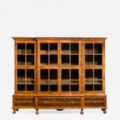 Walnut and oyster veneered breakfront 4 door bookcase - 837595