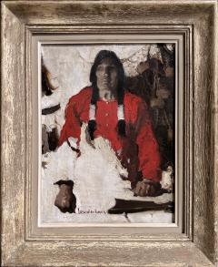 Walt Louderback Portrait of an Indian with Rifle Post Impressionist Oil on Canvas - 4518980