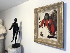 Walt Louderback Portrait of an Indian with Rifle Post Impressionist Oil on Canvas - 4518988