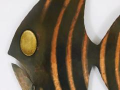 Walter Bosse Midcentury Hammered Angel Fish Wall Plaque Sculpture Copper Austria 1950s - 4064773