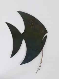 Walter Bosse Midcentury Hammered Angel Fish Wall Plaque Sculpture Copper Austria 1950s - 4064777