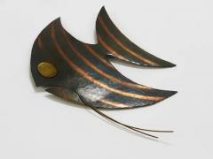 Walter Bosse Midcentury Hammered Angel Fish Wall Plaque Sculpture Copper Austria 1950s - 4064846